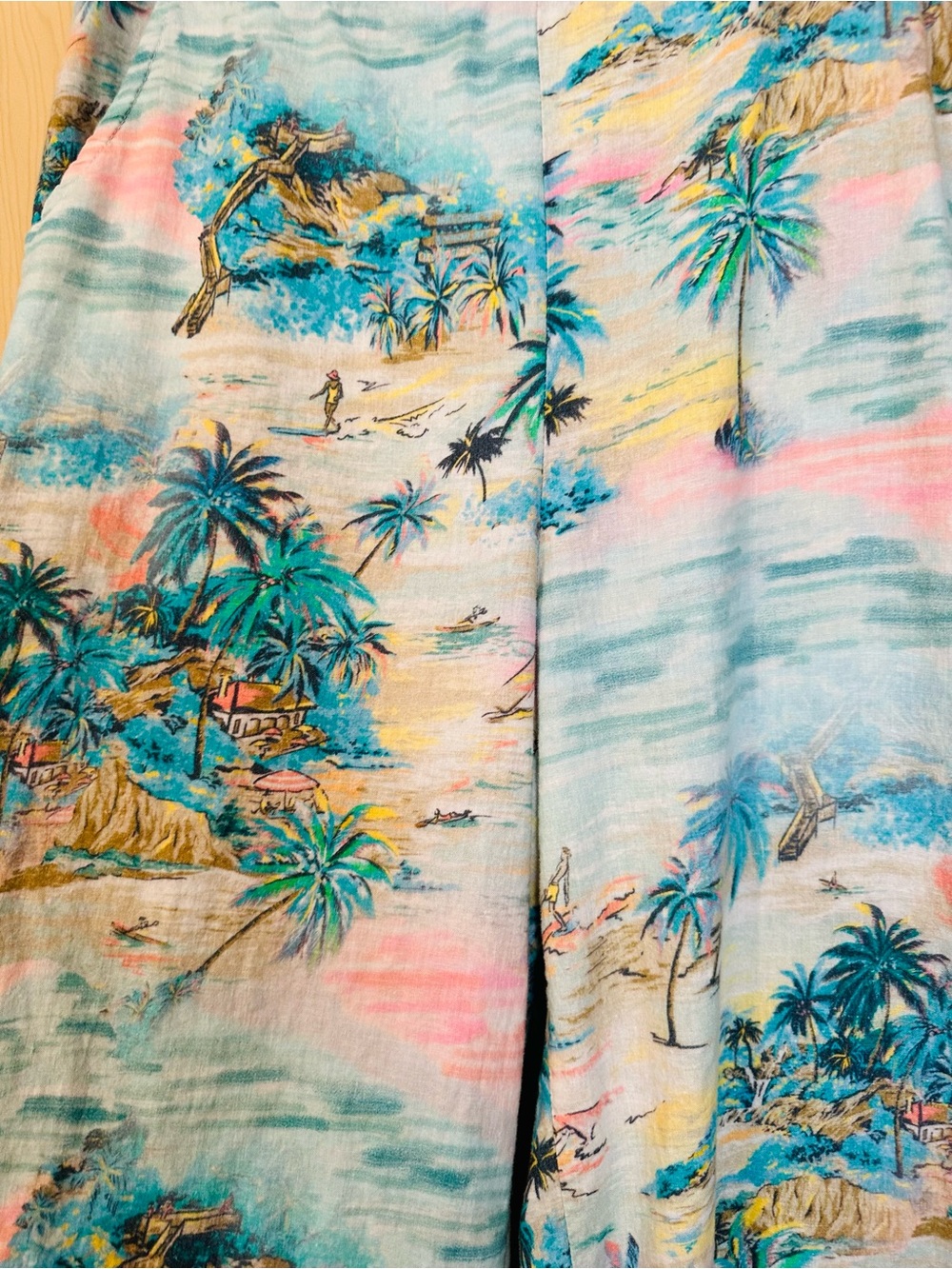 C&C California Tropical Print Ankle Pants in Teal, Pink, Aqua - Picture 4 of 10